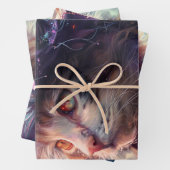 grillige katten als heksen Paarse decoupage Inpakpapier Vel (In situ)