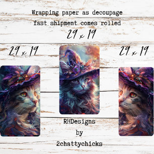 grillige katten als heksen Paarse decoupage Inpakpapier Vel