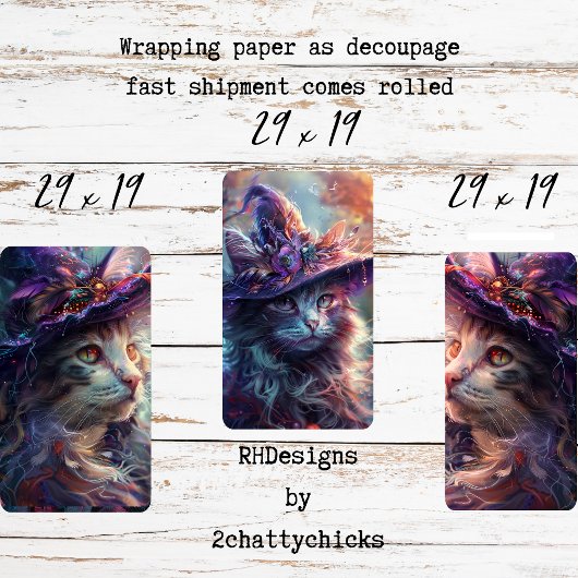 grillige katten als heksen Paarse decoupage Inpakpapier Vel