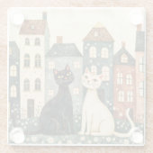 Grillige Katten Glazen Onderzetter (Achterkant)