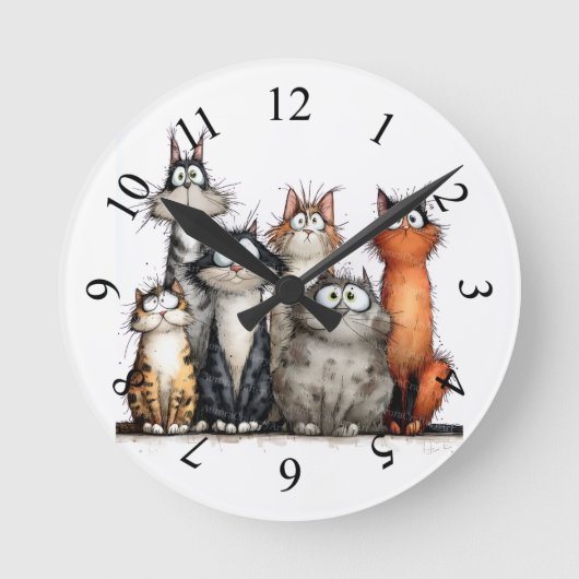Grillige katten ronde klok (Voorkant)