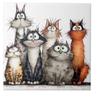 Grillige katten tegeltje