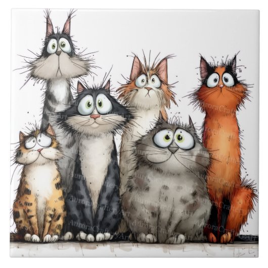 Grillige katten tegeltje (Voorkant)