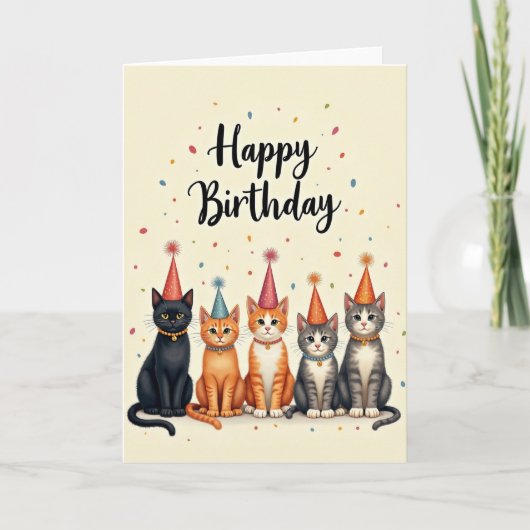 Grillige Kattenfeestkaart Kaart (Voorkant)