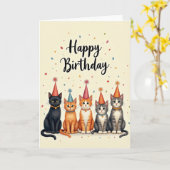 Grillige Kattenfeestkaart Kaart (Gele Bloem)
