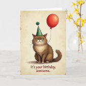 Grillige kattenfeestkaart kaart (Gele Bloem)