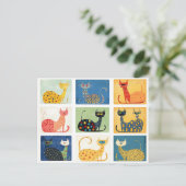 grillige kattenoptocht briefkaart (Staand voorkant)