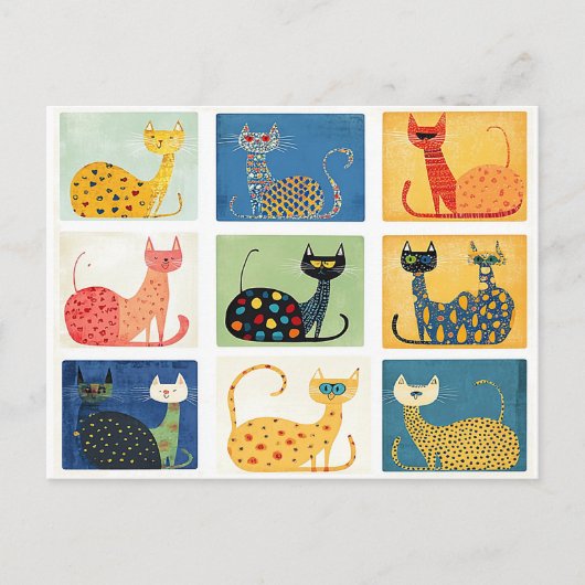 grillige kattenoptocht briefkaart (Voorkant)