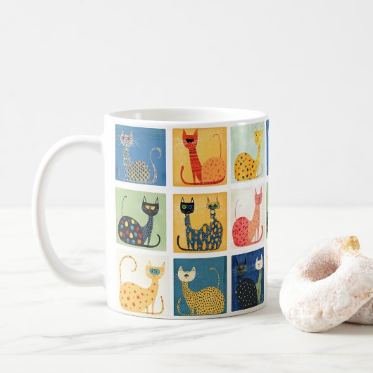 grillige kattenoptocht koffiemok (Met donut)