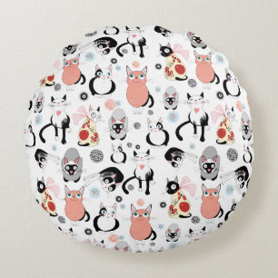 Grillige kattenpatroon rond kussen