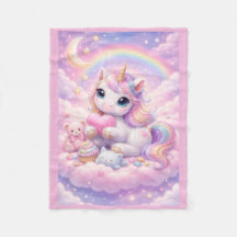 Grillige Kawaii Pastel Eenhoorn & Vrienden Op Wolk