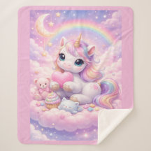 Grillige Kawaii Pastel Eenhoorn & Vrienden Op Wolk