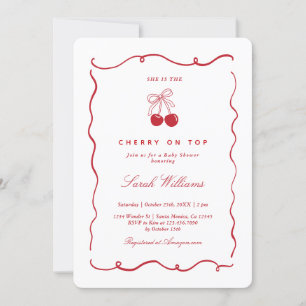 Grillige Kers op de Top Baby Shower Meisje Kaart