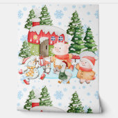Grillige Kerst Cottage Behang Mooie (Afrollen)