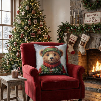 Grillige Kerst Elf Teddybeer Folklore Kussen