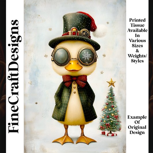 Grillige Kerst Fantasie Eend L9 Découpage Tissuepapier