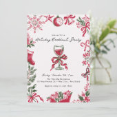 Grillige Kerst Handgetekende Vakantiefeestje Kaart (Staand voorkant)