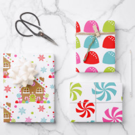 Grillige Kerst Kerstsnoep Patronen Inpakpapier Vel