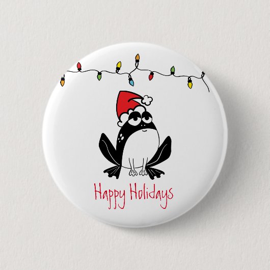 Grillige Kerst Kikker Ronde Button 5,7 Cm (Voorkant)