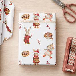 Grillige Kerst Konijn Vakantie Cadeaupapier