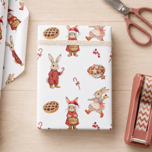 Grillige Kerst Konijn Vakantie Cadeaupapier