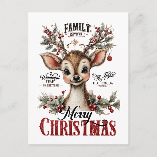 Grillige Kerst Rendieren Briefkaart (Voorkant)