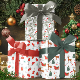 Grillige Kerst Winter Wonderland Set Inpakpapier Vel