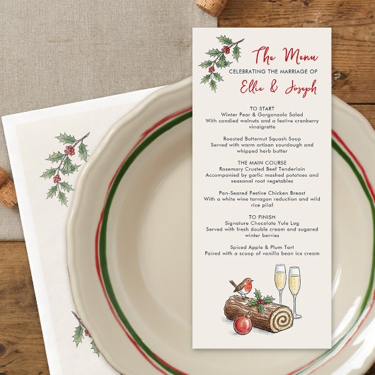Grillige Kerstblok Vakantie Bruiloftsmenu Menu
