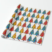 Grillige Kerstbomen Cadeaupapier (Uitgerold)