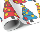 Grillige Kerstbomen Cadeaupapier (Rol Hoek)