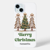 Grillige kerstbomen luipaard gepersonaliseerd  Case-Mate iPhone case (Achterkant)
