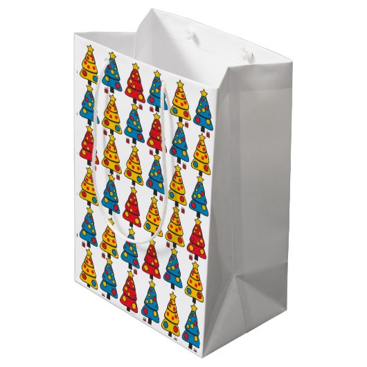 Grillige Kerstbomen Medium Cadeauzakje (Achterkant Gekanteld)
