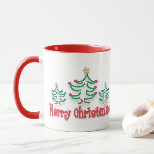 "grillige" kerstbomen mok (Met donut)