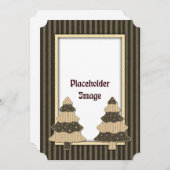 Grillige kerstboom en gouden sterren feestdagenkaart (Voorkant / Achterkant)