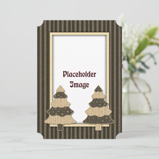 Grillige kerstboom en gouden sterren feestdagenkaart (Staand voorkant)