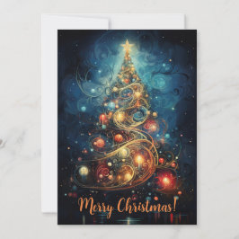 Grillige kerstboom  feestdagenkaart