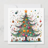 grillige kerstboom, felle kleuren, feestdagenkaart (Voorkant)