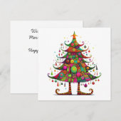 grillige kerstboom, felle kleuren, feestdagenkaart (Voorkant / Achterkant)