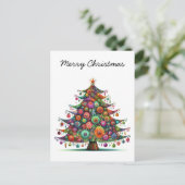grillige kerstboom, felle kleuren, feestdagenkaart (Staand voorkant)