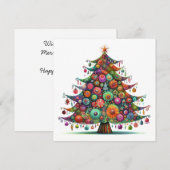 grillige kerstboom, felle kleuren, feestdagenkaart (Voorkant / Achterkant)