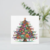 grillige kerstboom, felle kleuren, feestdagenkaart (Staand voorkant)