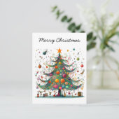 grillige kerstboom, felle kleuren, feestdagenkaart (Staand voorkant)