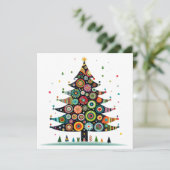 grillige kerstboom, felle kleuren, feestdagenkaart (Staand voorkant)