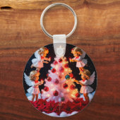 Grillige Kerstboom Met Engelbeeldjes Sleutelhanger (Achterkant)