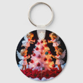 Grillige Kerstboom Met Engelbeeldjes Sleutelhanger (Achterkant)