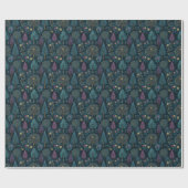 Grillige Kerstboom Paarse en Turquoise Patroon Cadeaupapier (Vlak)