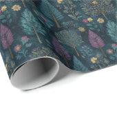 Grillige Kerstboom Paarse en Turquoise Patroon Cadeaupapier (Rol Hoek)