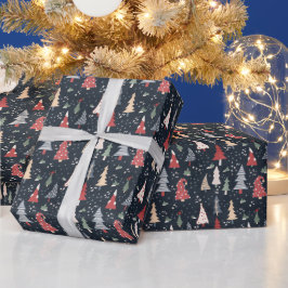 Grillige Kerstboom Patroon Cadeaupapier