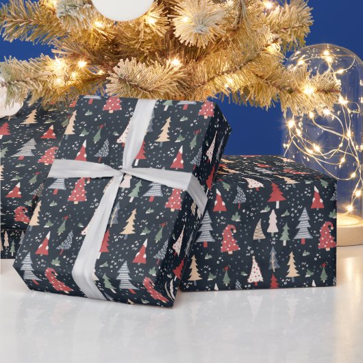 Grillige Kerstboom Patroon Cadeaupapier (Feestdagen)