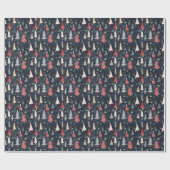 Grillige Kerstboom Patroon Cadeaupapier (Vlak)